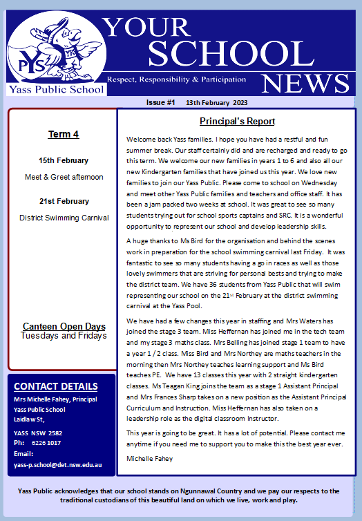 Newsletter Term 1 Week 3 2023